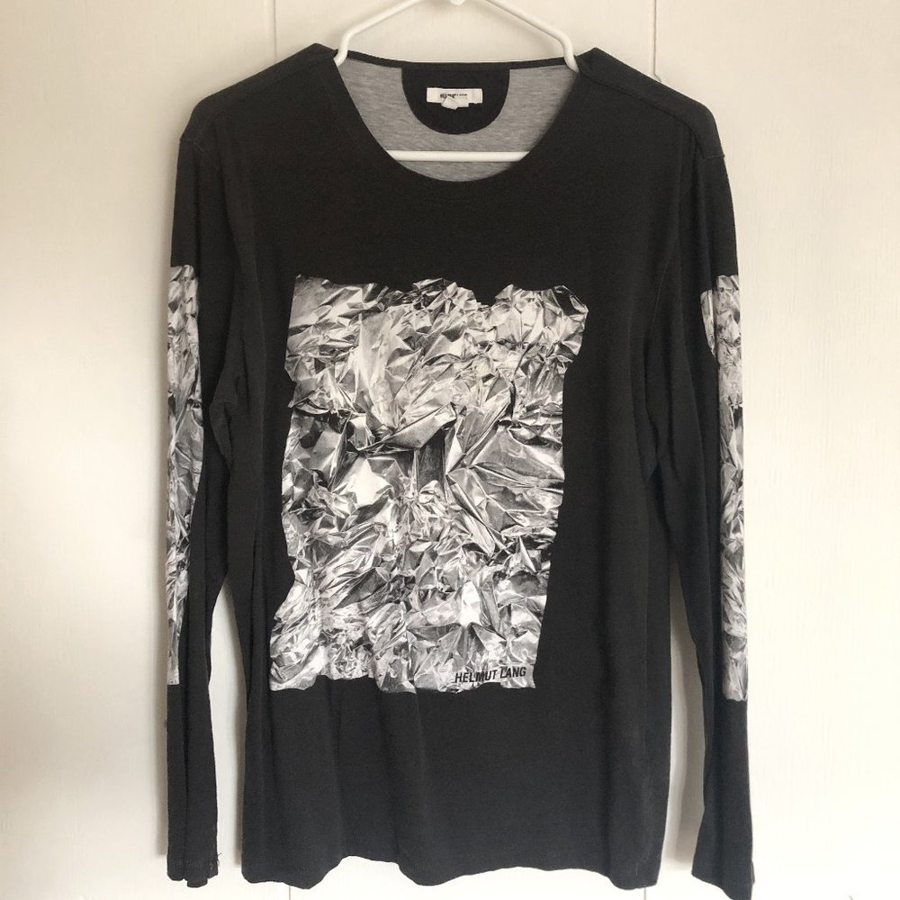 Crumpled Print Long-Sleeve T-shirt